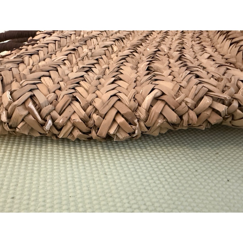 Sun & Same Beaded Straw Boho Purse Tote Beach Tan Coastal Resort Vacation - Picture 7 of 10